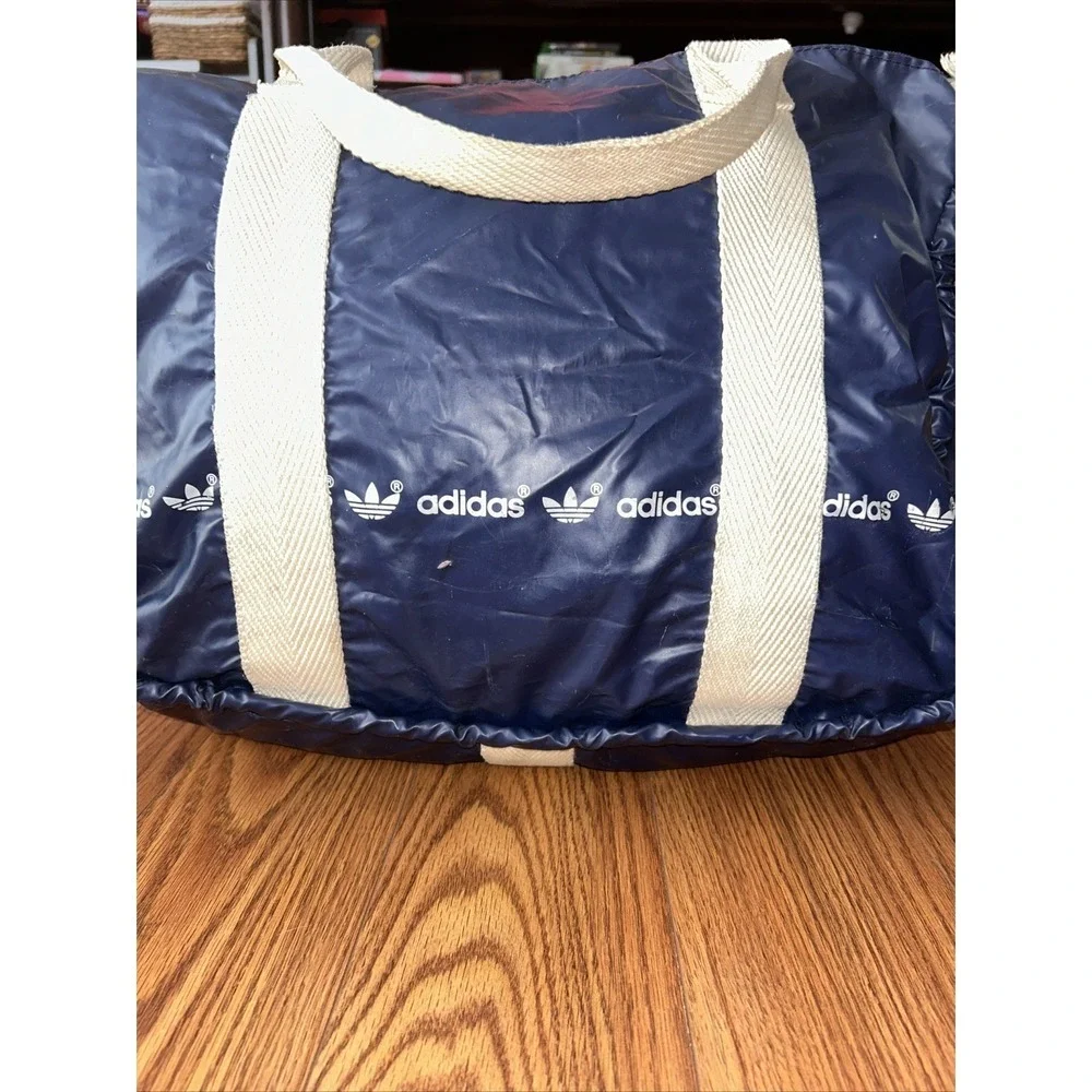Vintage 70S / 80S Adidas Bag Shopper‎ Beach Bag Blue White 1.78Z